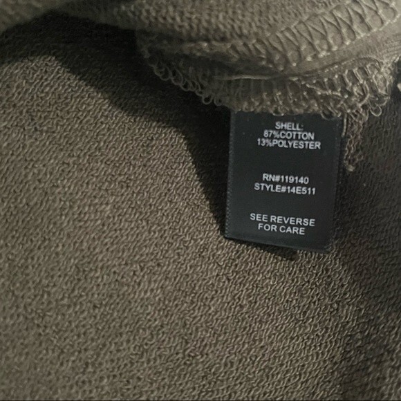 NWT Double Zero Olive Green Sweatshirt Shirt w/ Decorative Studded Shoulders S - Picture 8 of 9